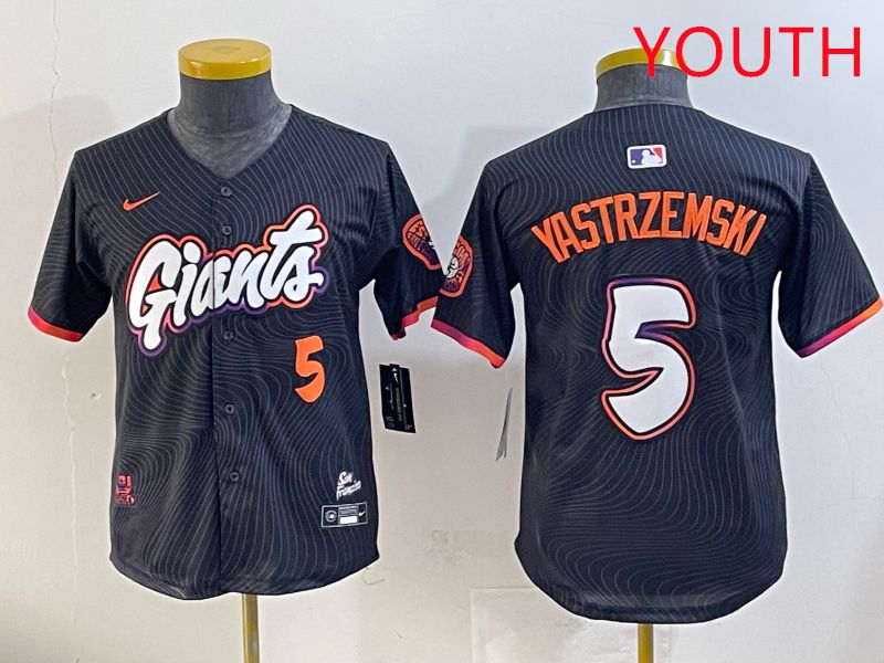 Youth San Francisco Giants #5 Yastrzemski Black Joint Name 2025 Nike MLB Jersey style 38